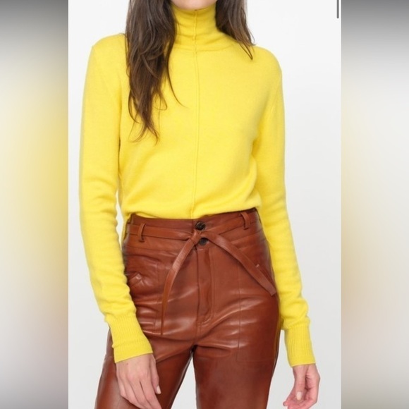 Sea New York Nora Turtleneck Mock Neck Sweater Yellow Wool Size Small - Picture 6 of 13